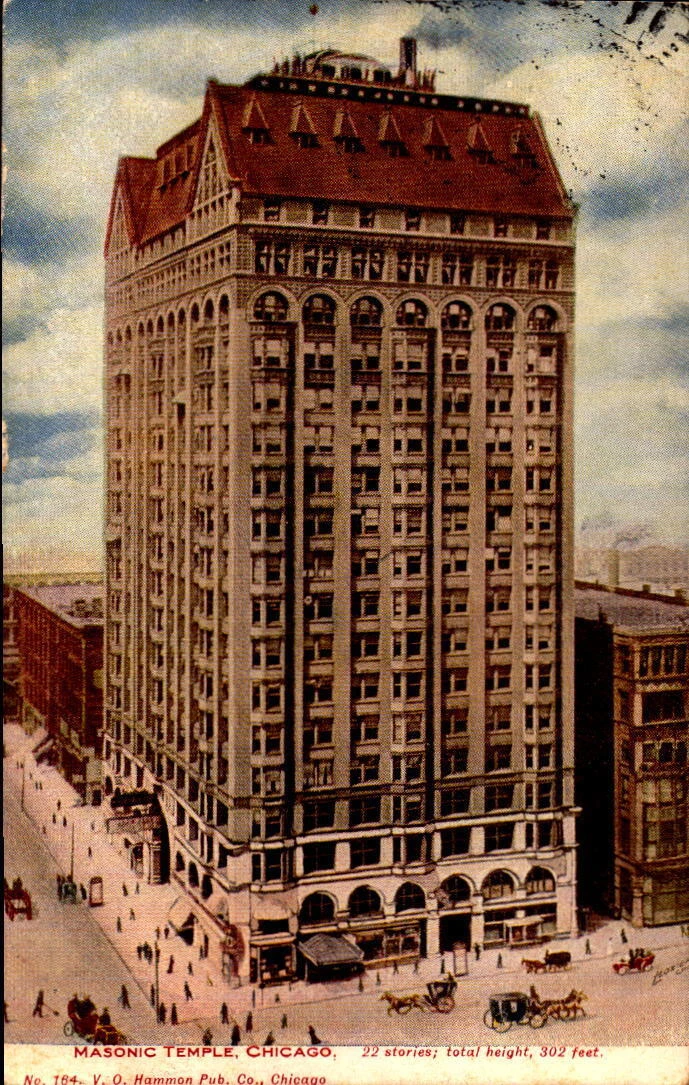 Postcard Masonic Temple Chicago IL V.O. Hammon 1907
